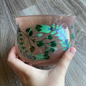 Hand-Painted Floral Glass Bowl